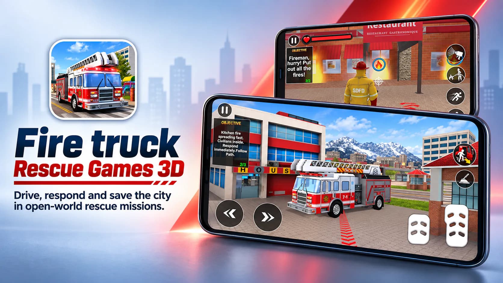 Fire Truck Rescue Games 3D